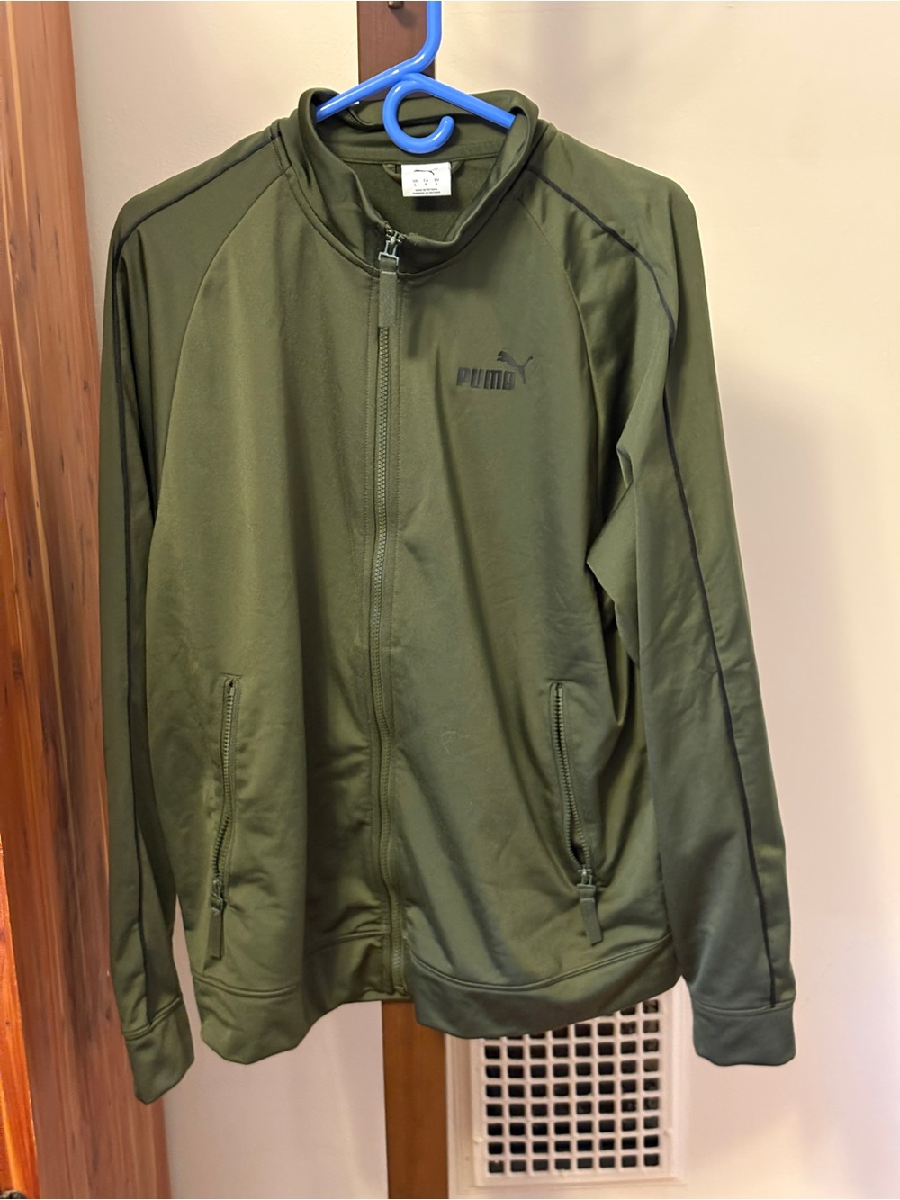 Puma dark green track suit with black piping L